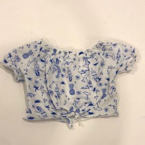 Zara, size 6 kids, tropical print crop top with knot at bottom